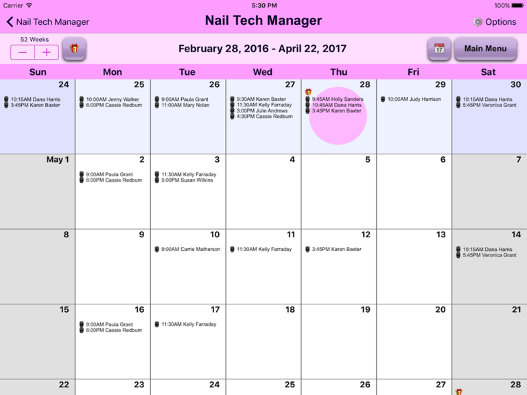 Nail Tech Manager allows you to manage all of your clients and bookings