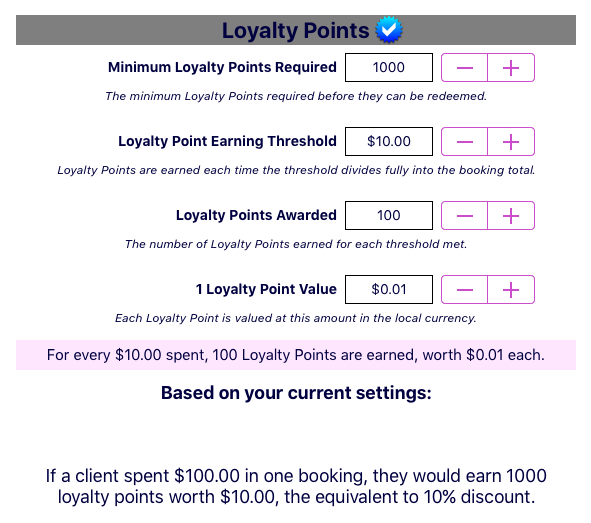 Loyalty Points Options